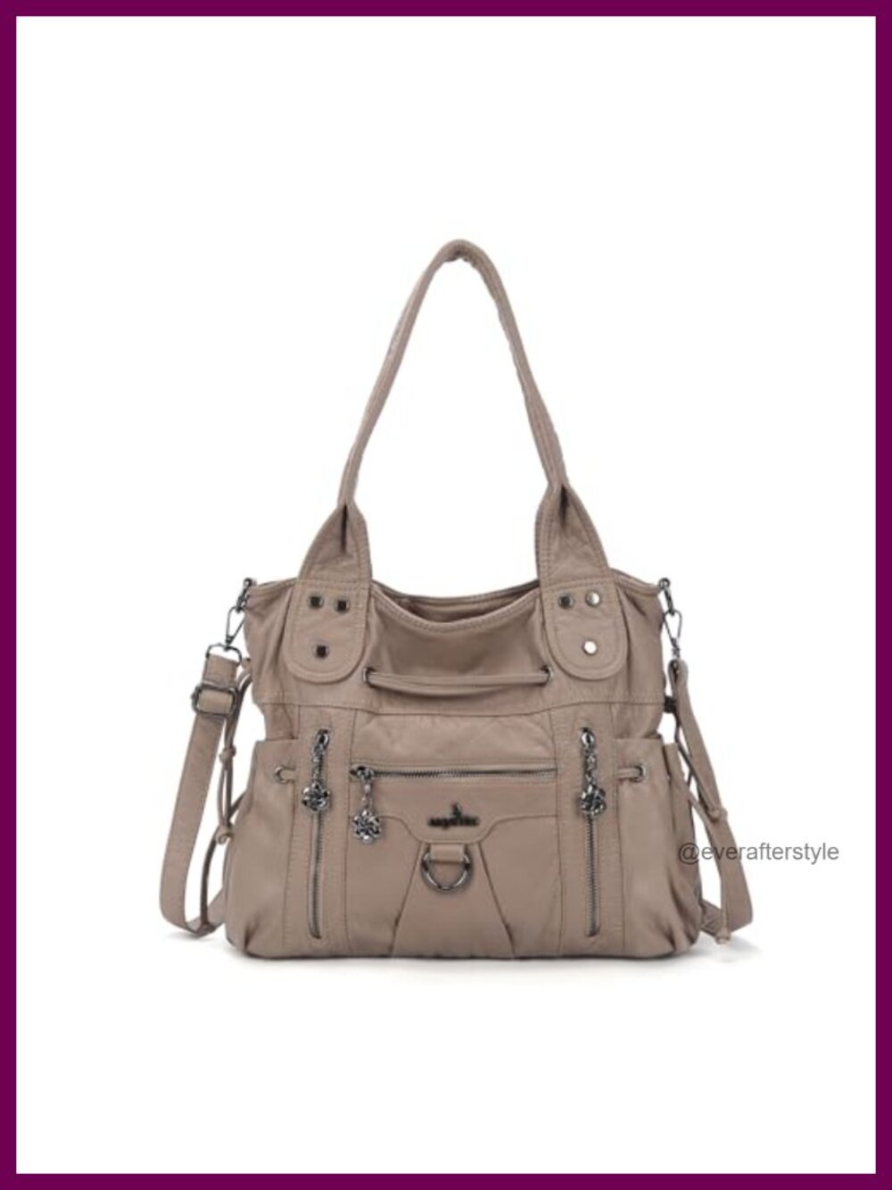 PU Leather Hobo Shoulder Bag Crossbody Purse with Tassel Tote Handbag